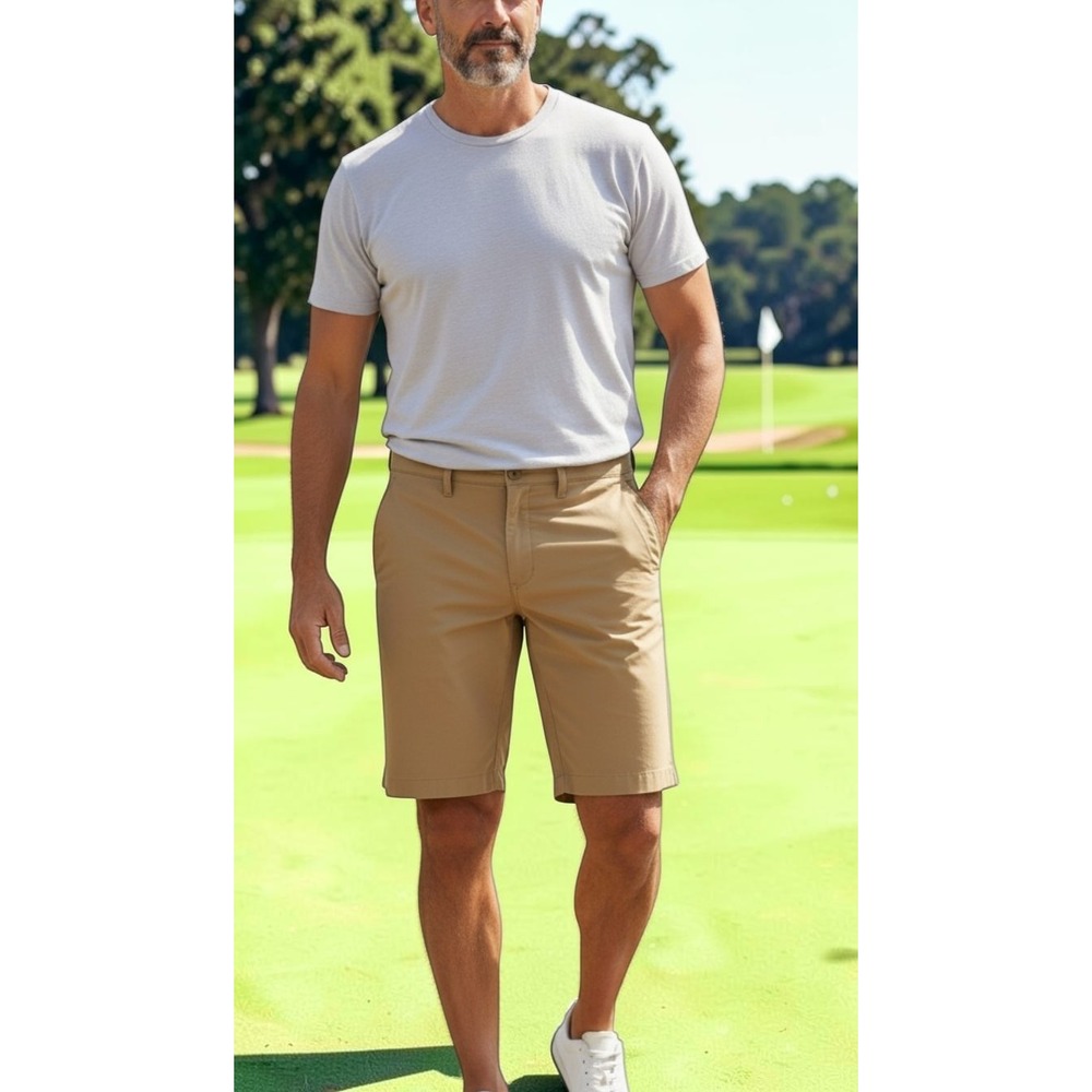 Under Armour Mens 42 Golf Shorts Tan Khaki HeatGear Performance Tech Lightweight